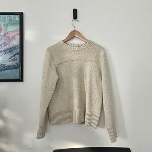 North Face Cream Speckled Donegal Knit Crewneck Sweater Wool Blend Mens Sz L